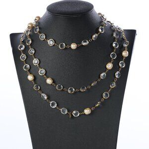 Vintage Chanel Faux Pearl & Crystal Necklace